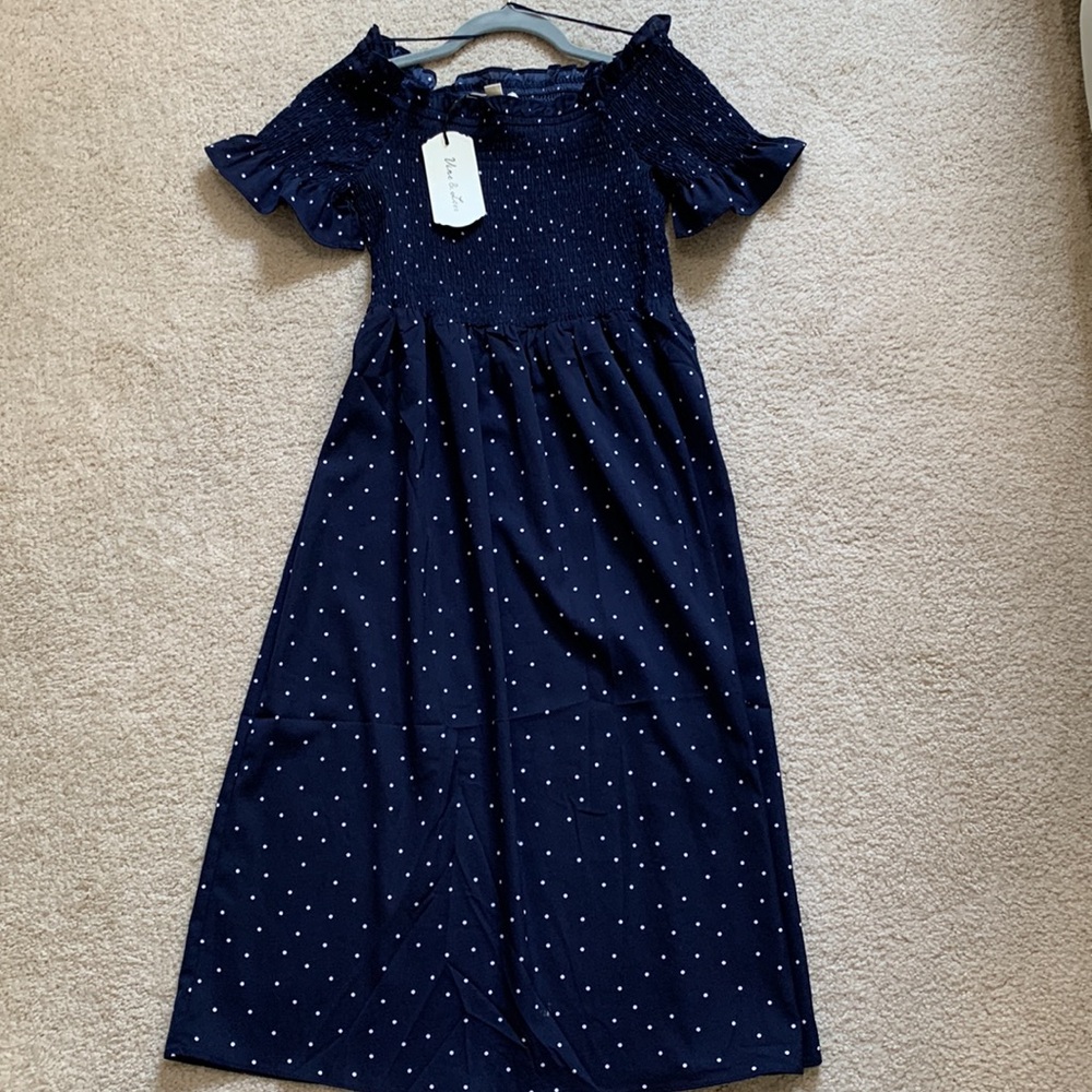 Pinkblush Blue Plolka-dot dress
